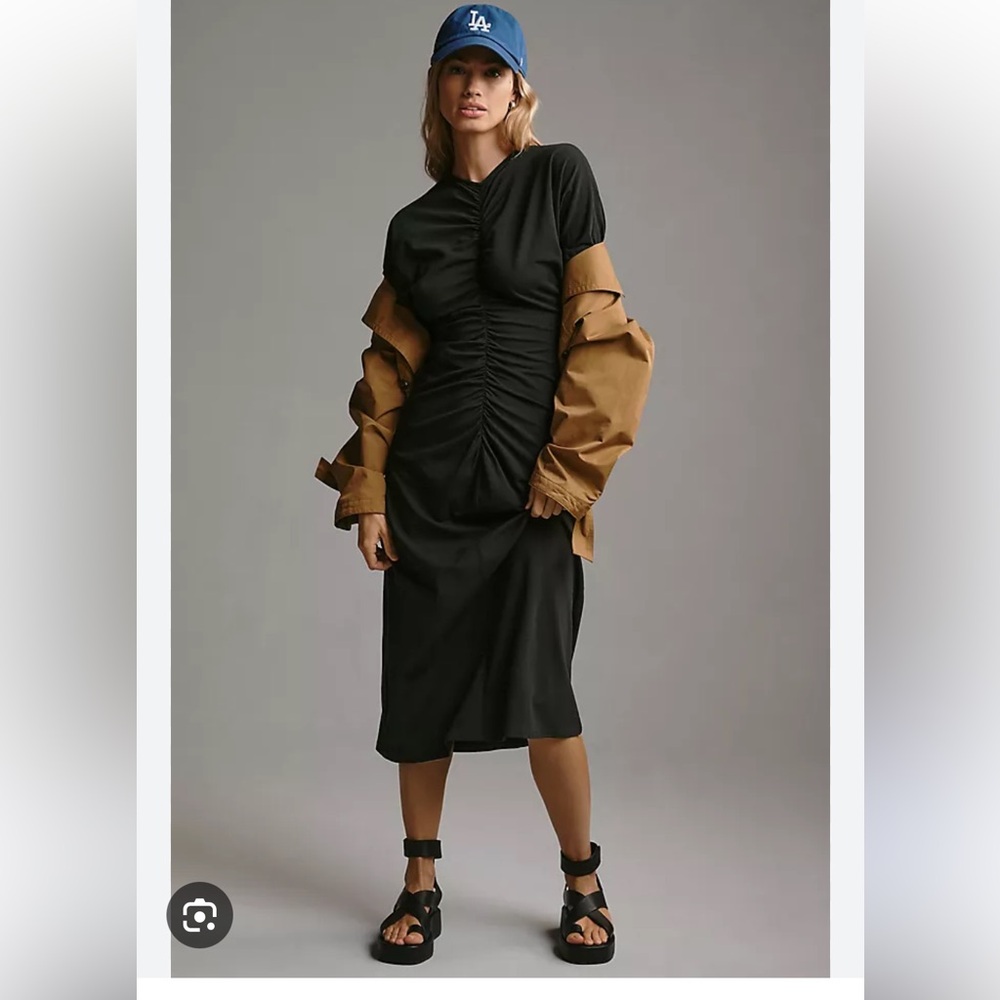 Like new Anthropologie Black Midi Dress - Picture 2 of 4